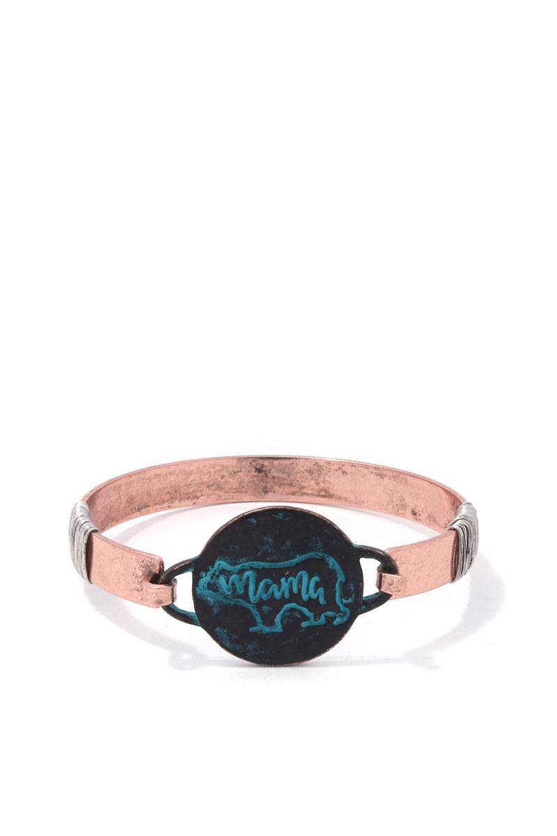 Mama Bear Circle Metal Bracelet