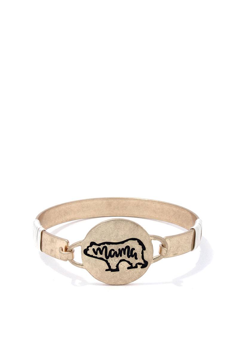 Mama Bear Circle Metal Bracelet