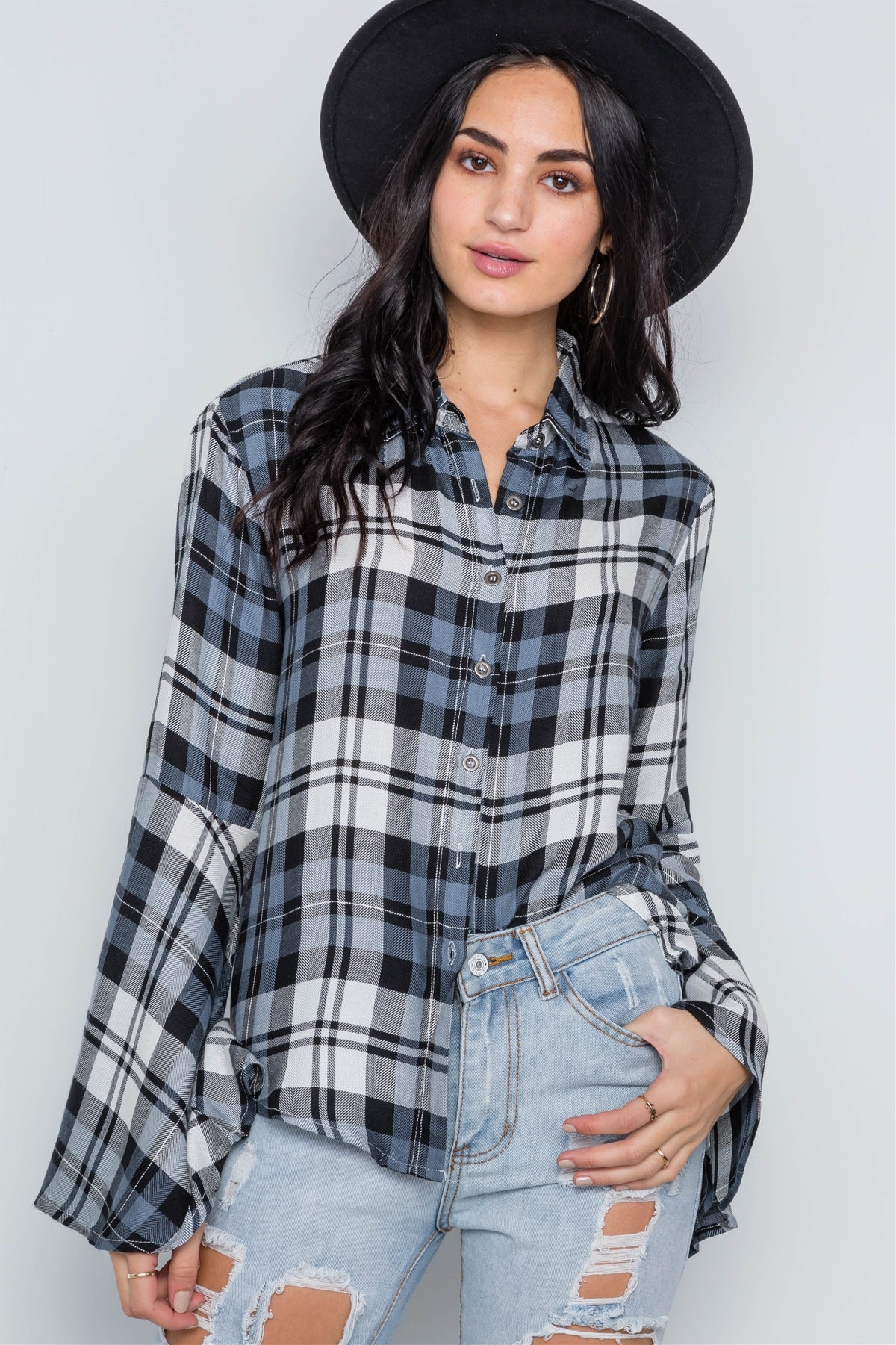 Plaid Button Down Top