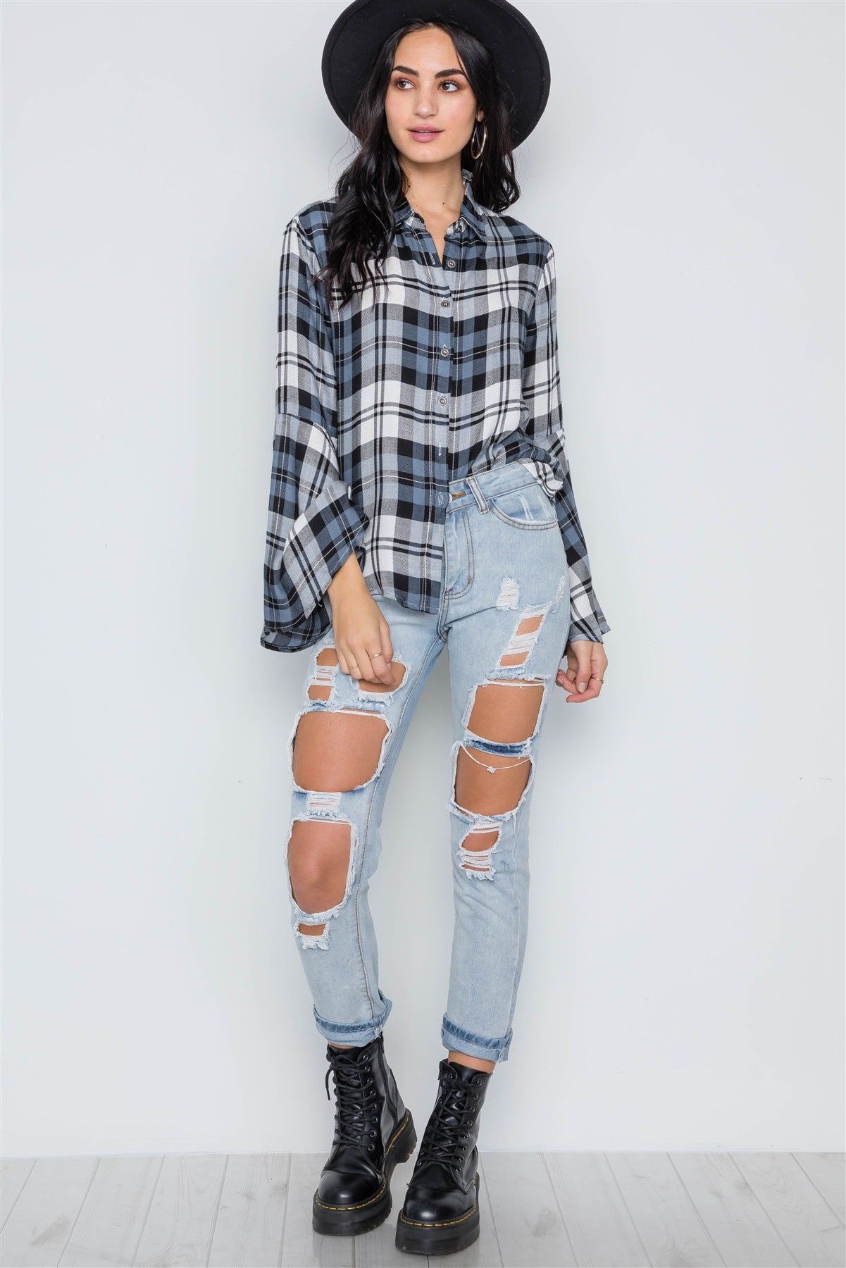 Plaid Button Down Top