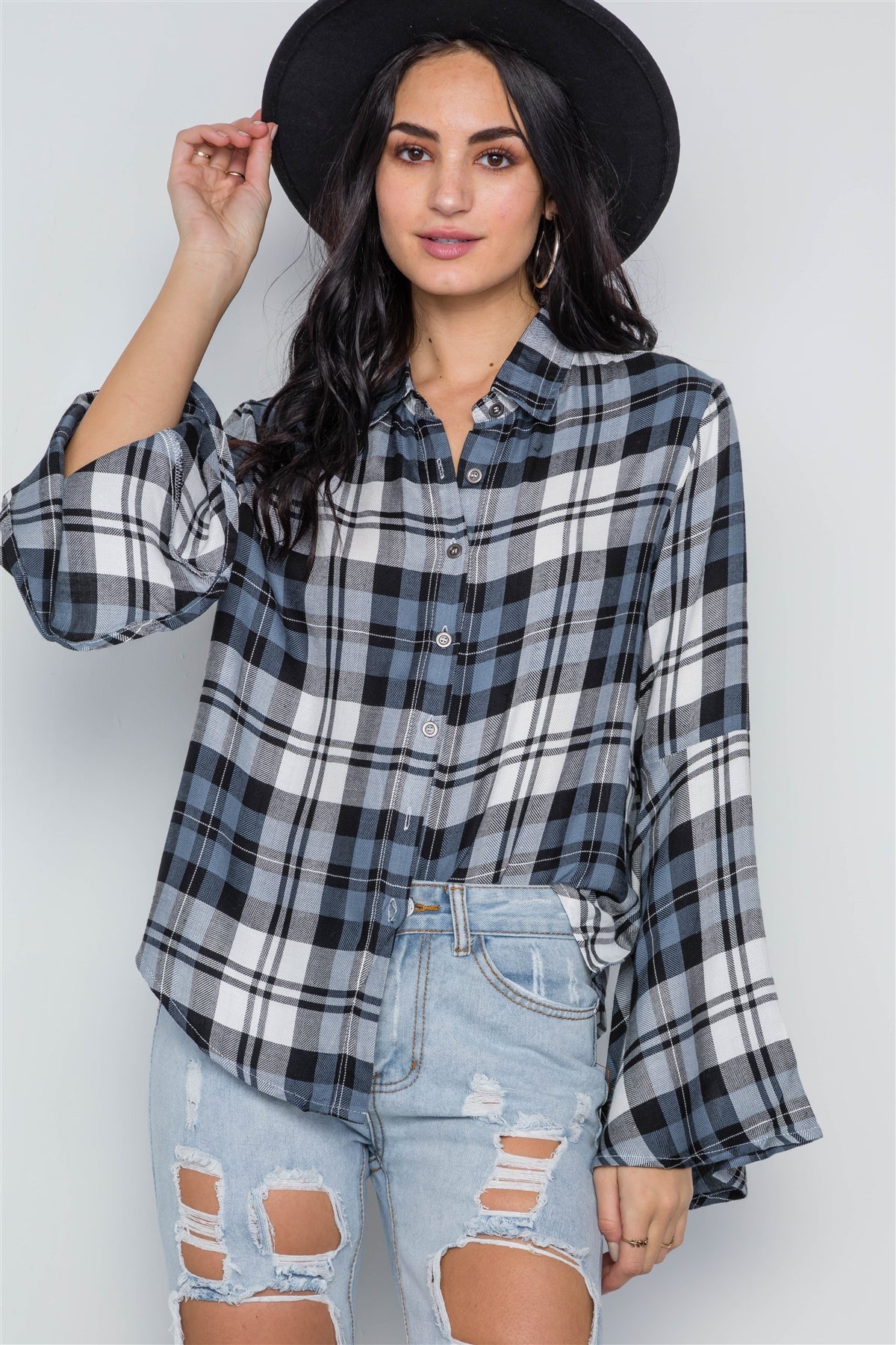 Plaid Button Down Top