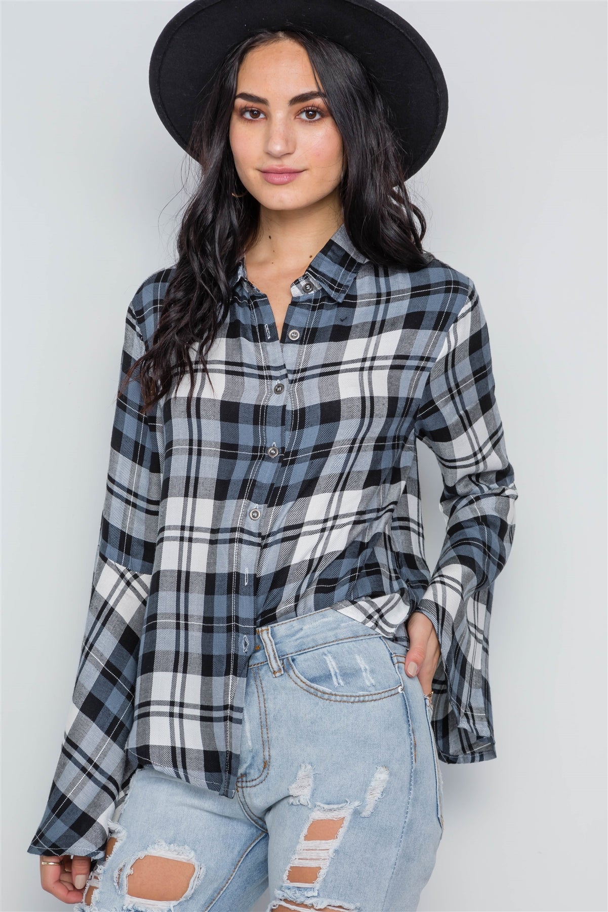 Plaid Button Down Top