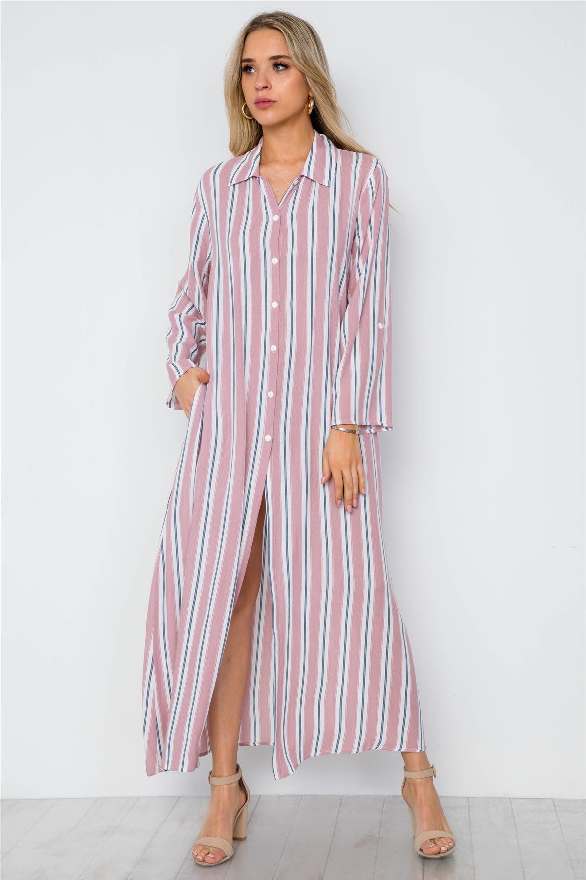 Multi Strip Button Down Maxi