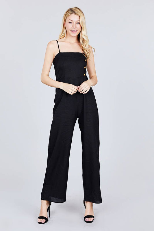 Button Down Cami Linen Jumpsuit