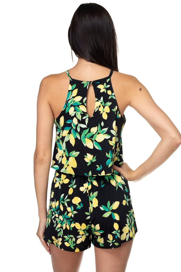 Floral Print Sleeveless Romper